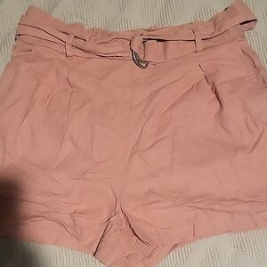 Streetwear Society Blush Pink High-Waist Paperbag Shorts